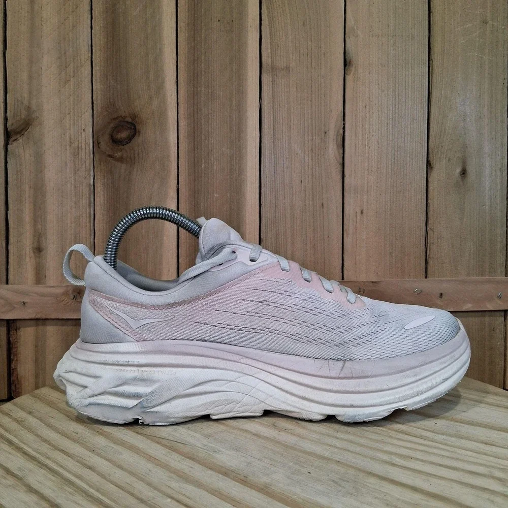Hoka One One Bondi 8 Shoes Womens 7.5 B Pink Running Athletic Sneakers 1127952